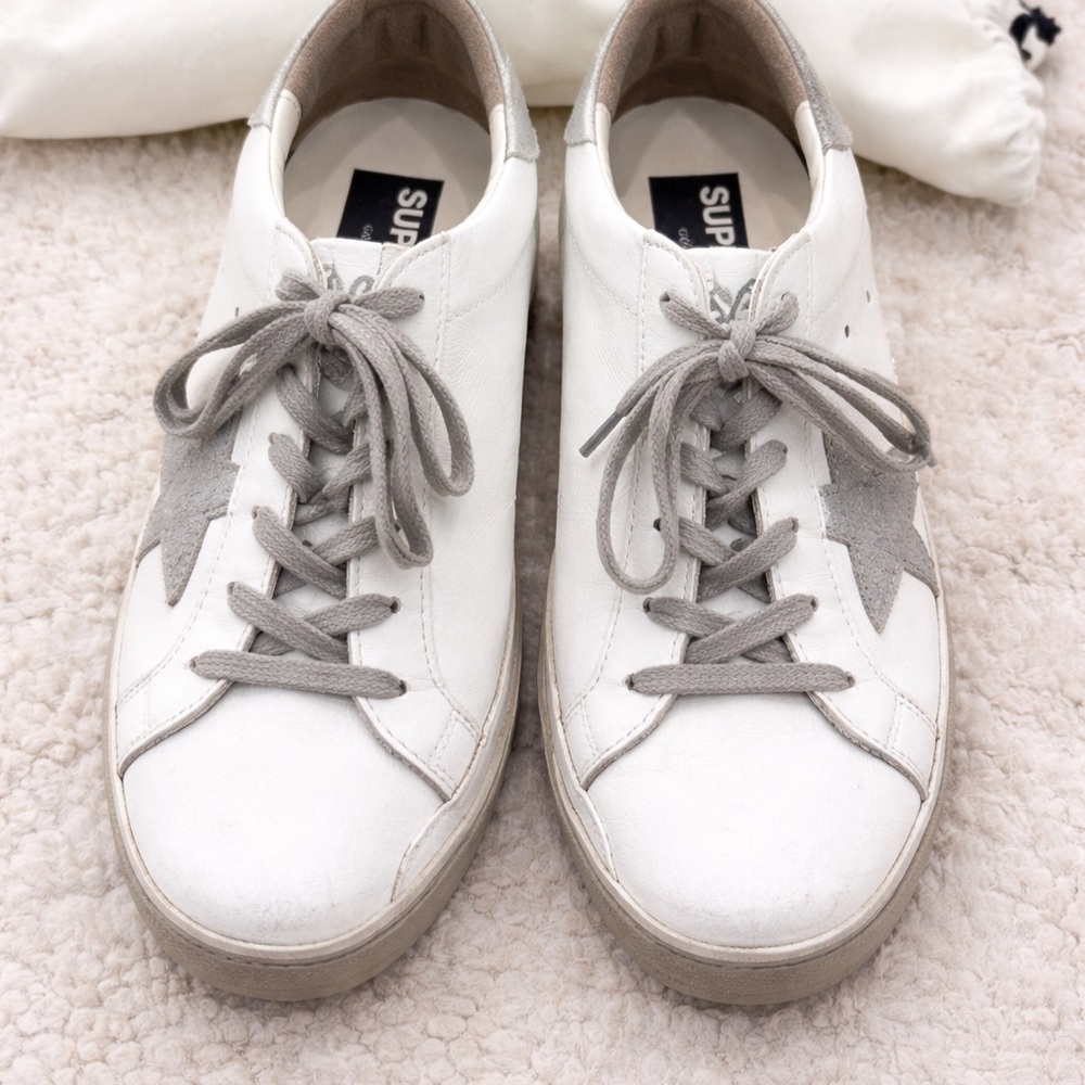Golden Goose White and Gray Star Sneakers